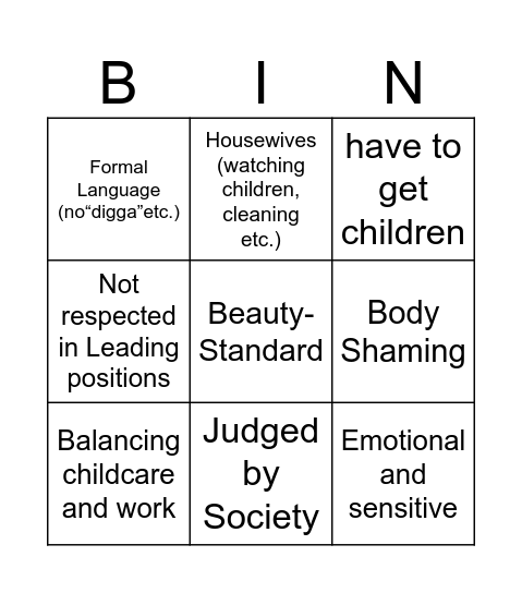 Social Pressure Women Bingo Card