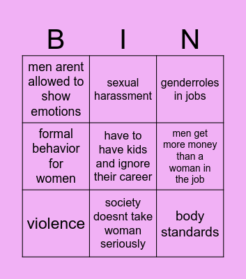 Patriarchy Bingo Card