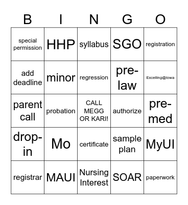 AAC BINGO Card