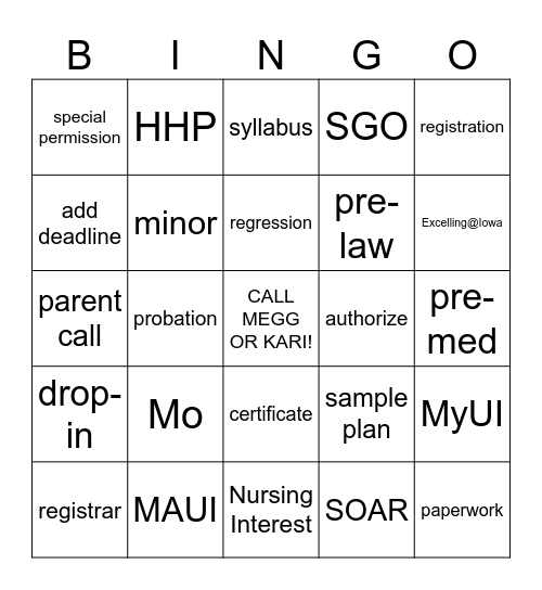 AAC BINGO Card