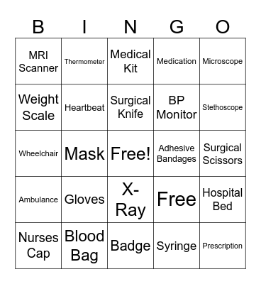 Medical Bingo Card