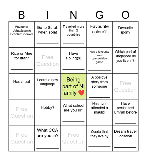 NI Human Bingo! Bingo Card