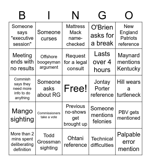 MGC Bingo Card