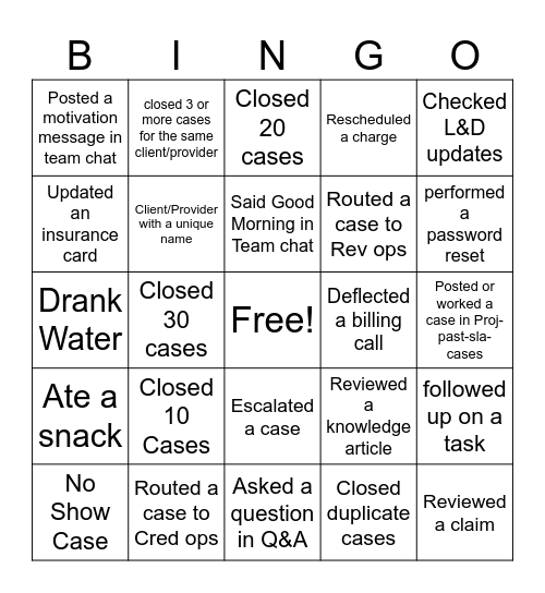 SonderMind Billing Bingo Card