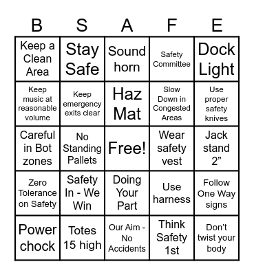 Cardinal Health Safety BINGO 4/8 Bingo Card