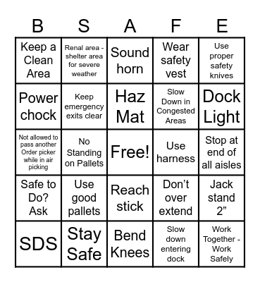 Cardinal Health Safety BINGO 4/8 Bingo Card