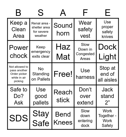 Cardinal Health Safety BINGO 4/8 Bingo Card