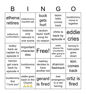 hayden's 911 S8 bingo Card