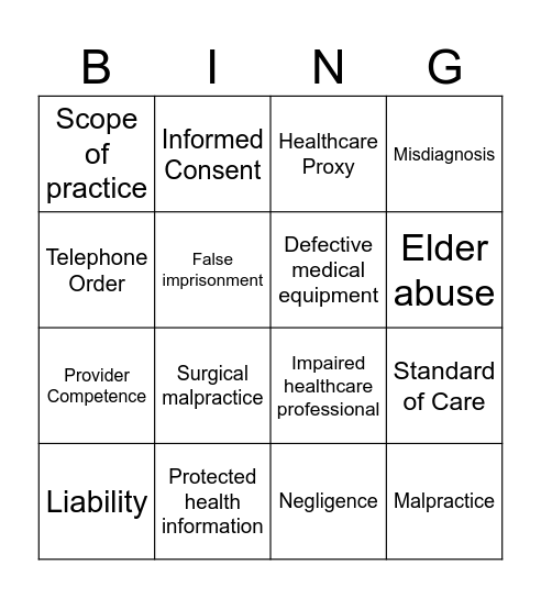 N350 Legal Concepts Bingo Card