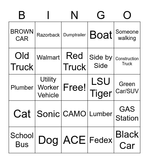 Coffee Trip Bingo Card