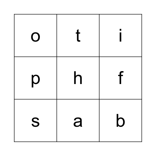 Letter Sounds Sets 1-2 Bingo Card