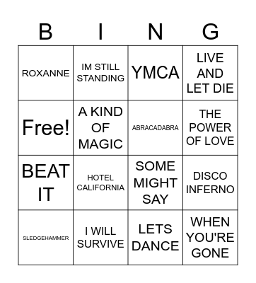 Superdrug Musical Bingo Card