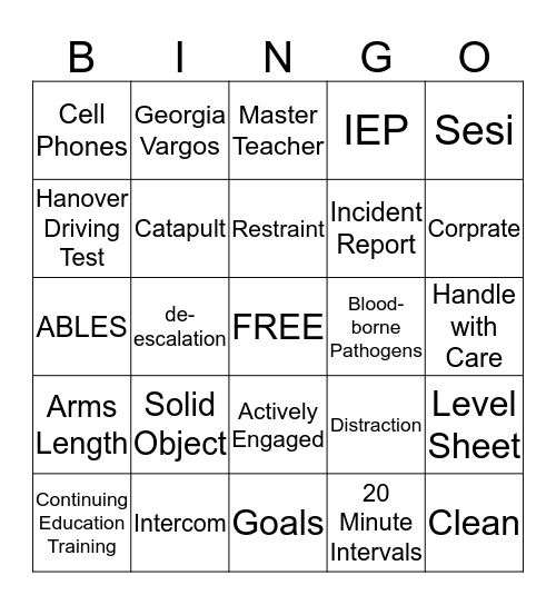 Buzzword Bingo Card