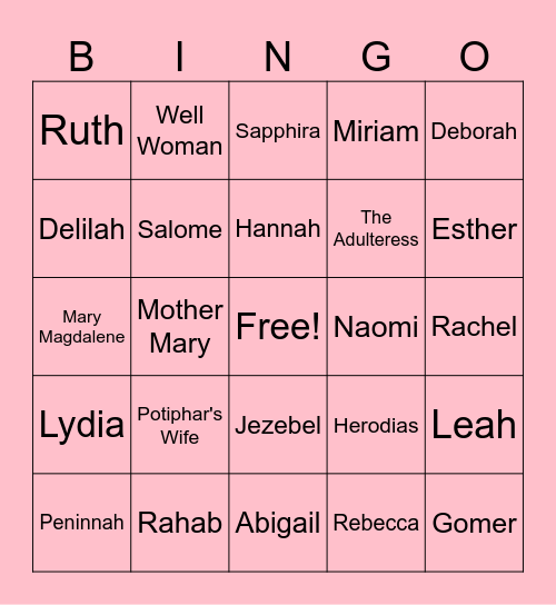 Bible Babes Bingo Card