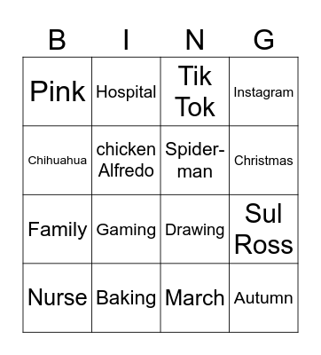 All about Ms.Mia Bingo Card