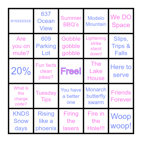 Santa Cruz Facility BINGO Card