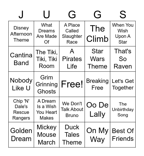 Disney 3.0 Bingo Card