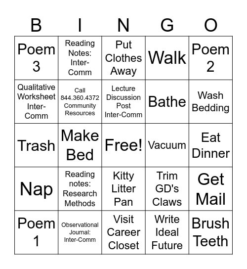 9/11-9/15 Bingo Card