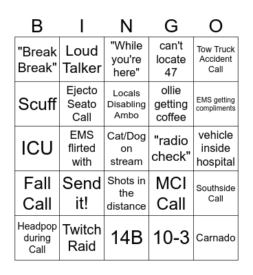 Ollie EMS Stream Bingo Card