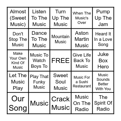 MUSIC ABOUT MUSIC Bingo Card