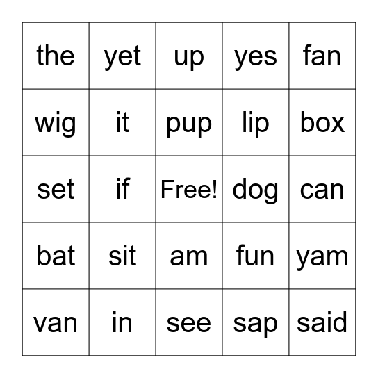 Letters All sets 1-6 Bingo Card