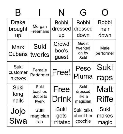 Bobbi Bingo Card