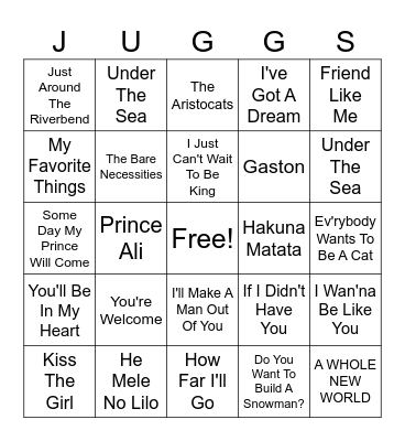 Disney 2.0 Bingo Card