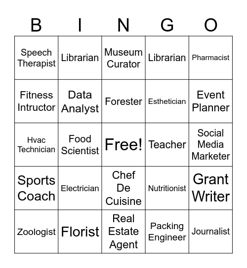 Career Bingo Card