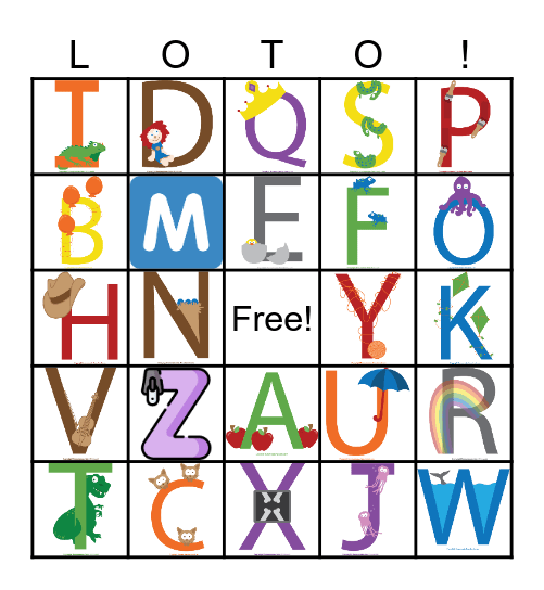 Alphabet Bingo Card