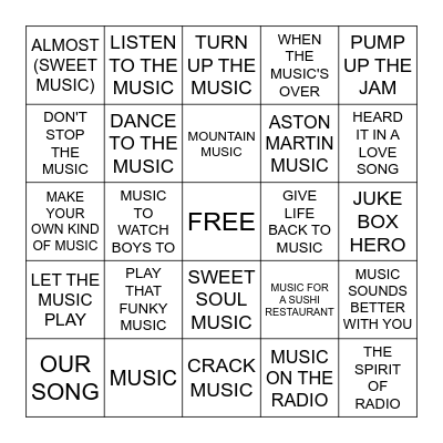 MUSIC ABOUT MUSIC Bingo Card