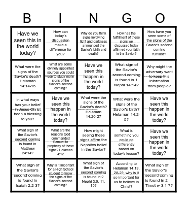 SIGNS Bingo Card