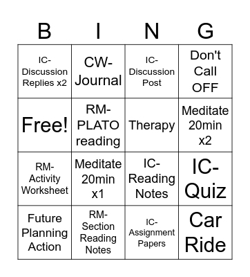 Weekly: Fall 2024 Bingo Card