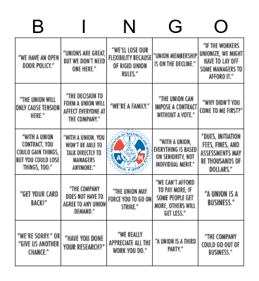 ANTI-UNION BINGO Card