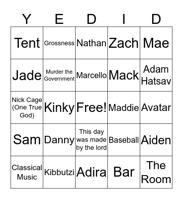 Kibbutzingo Bingo Card