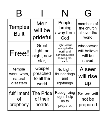 Helaman 15 Bingo Card