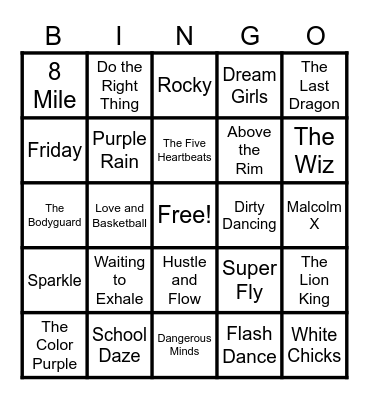 Movie Soundtrack Bingo Card