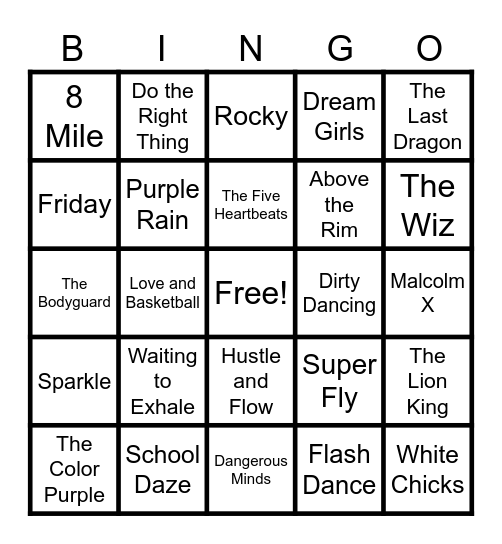 Movie Soundtrack Bingo Card