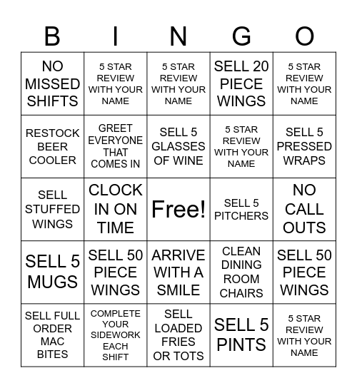 FWF SERVER BINGO Card