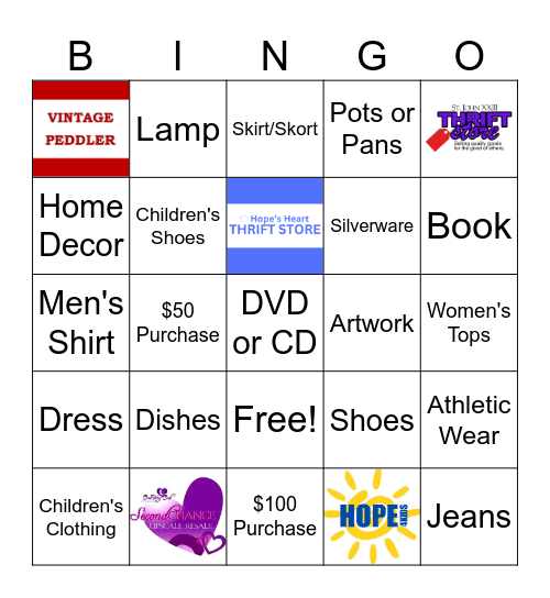 ReSale Trail BINGO Card