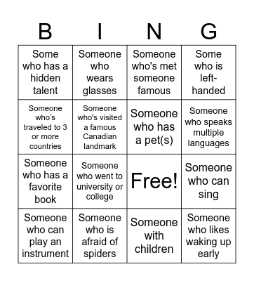 Human Bingo Card