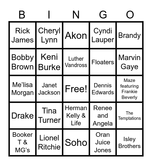 Instrumental Bingo Card