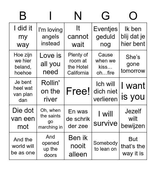 Doorzing Bingo Card
