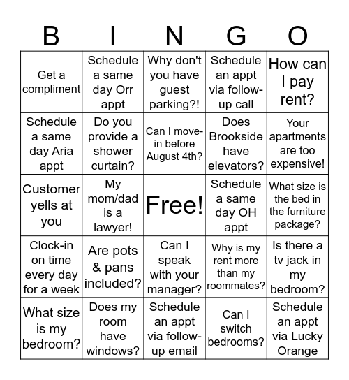 SALES BINGO Card