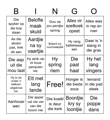 Idiome stel 1 Bingo Card