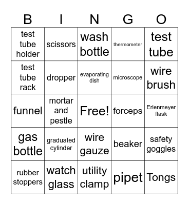 Laboratory Equipment Bingo Card