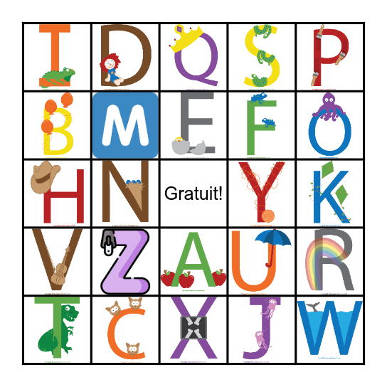 Alphabet Bingo Card