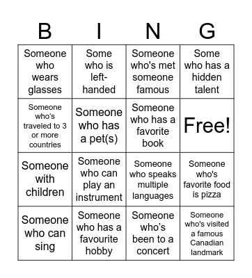 Human Bingo Card