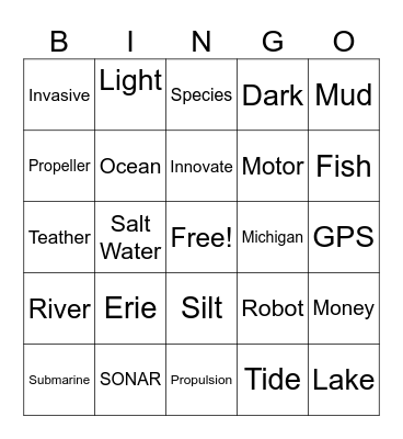 Submarine Bingo Card