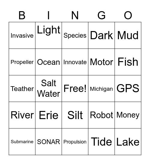 Submarine Bingo Card