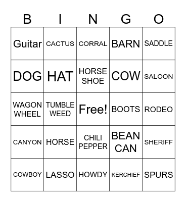 Western BINGO Card